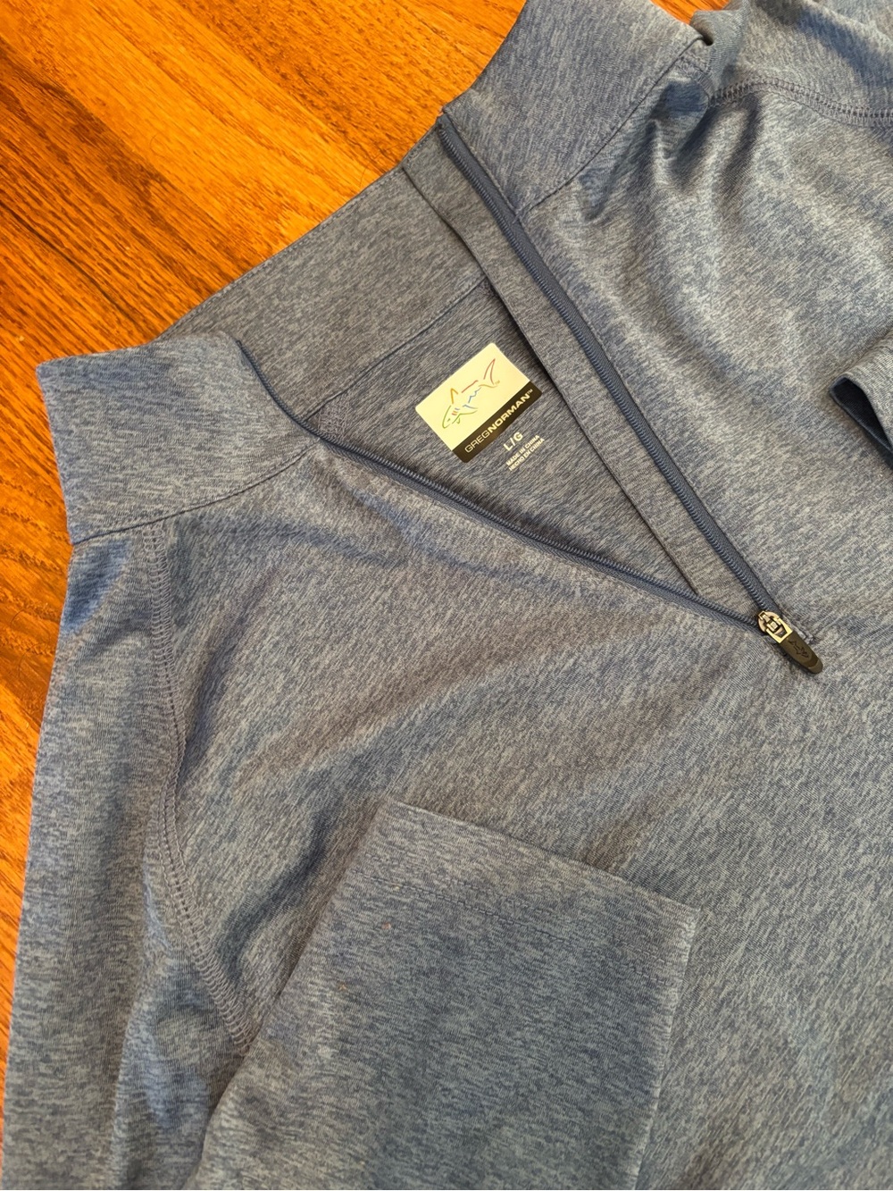 Greg Norman Mens Large Heathered Blue/Grey Athletic Quarter zip Pullover